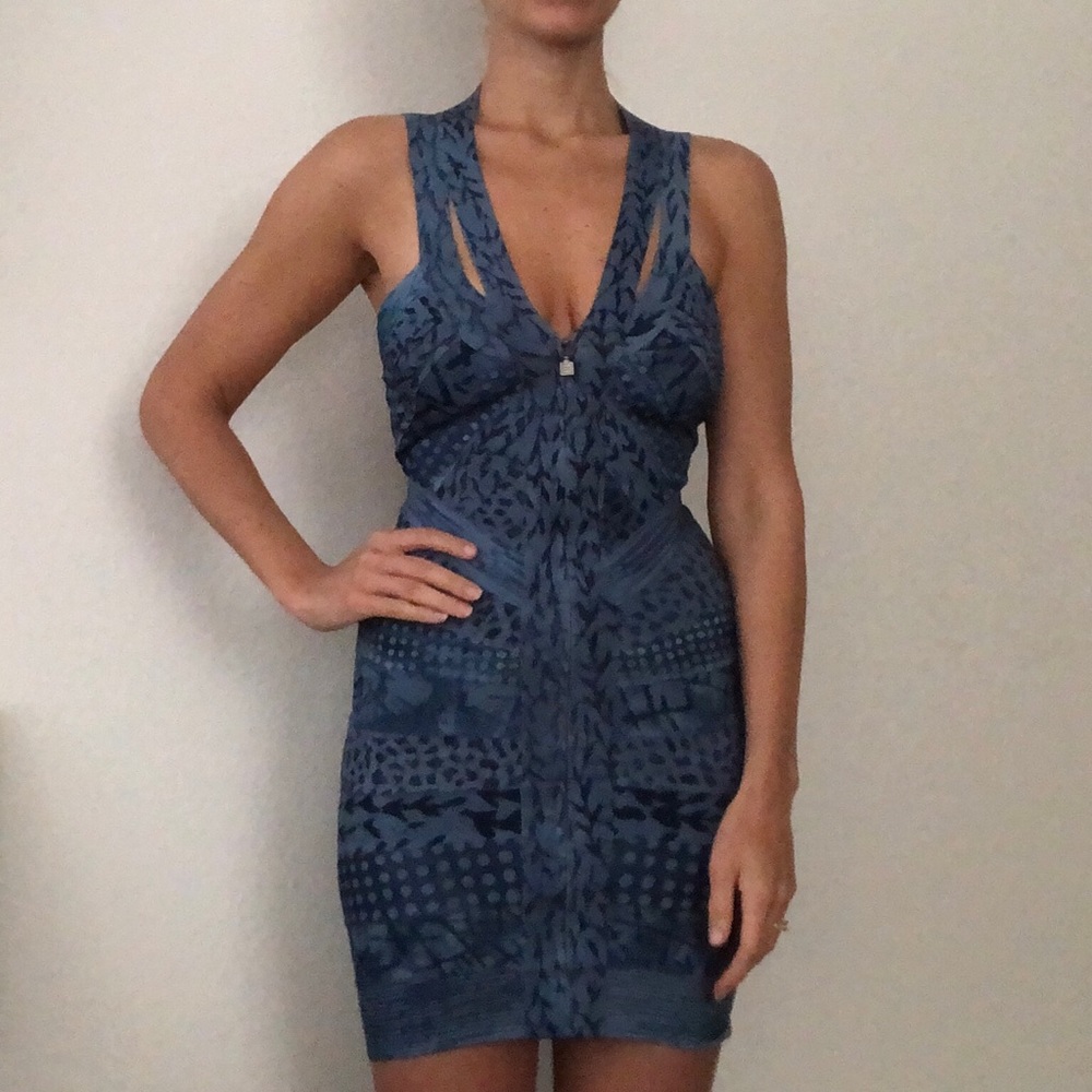 Blue Herve Leger dress